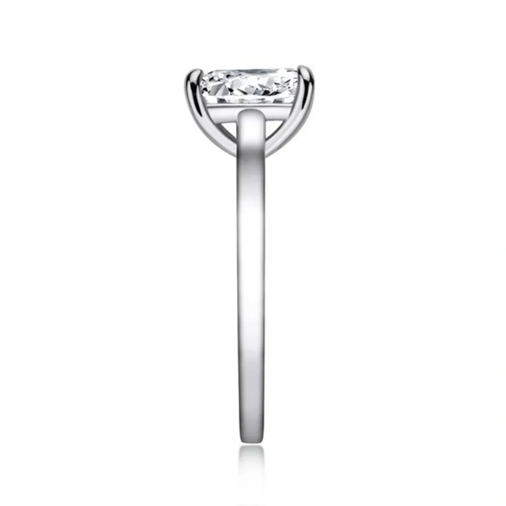 925 Sterling Silver Radiant Cut Clear Engagement Single Stone 2.5 ct CZ Ring